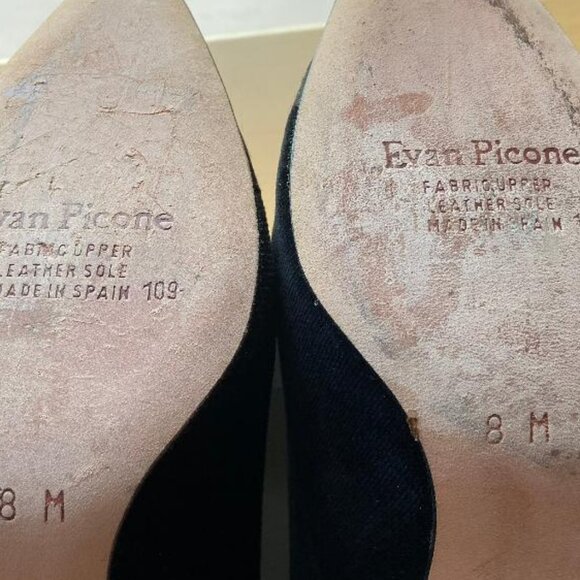 Evan Picone Vintage Black Velvet & Satin Shoes with Detachable Rhinestone Clips - Picture 12 of 12